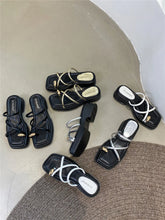 LBSFY  - Elegant Women Slides Slippers Outside Mules Shoes Thick Mid Heels Black White Silver Gold Summer Party Pumps Sexy Office Slides